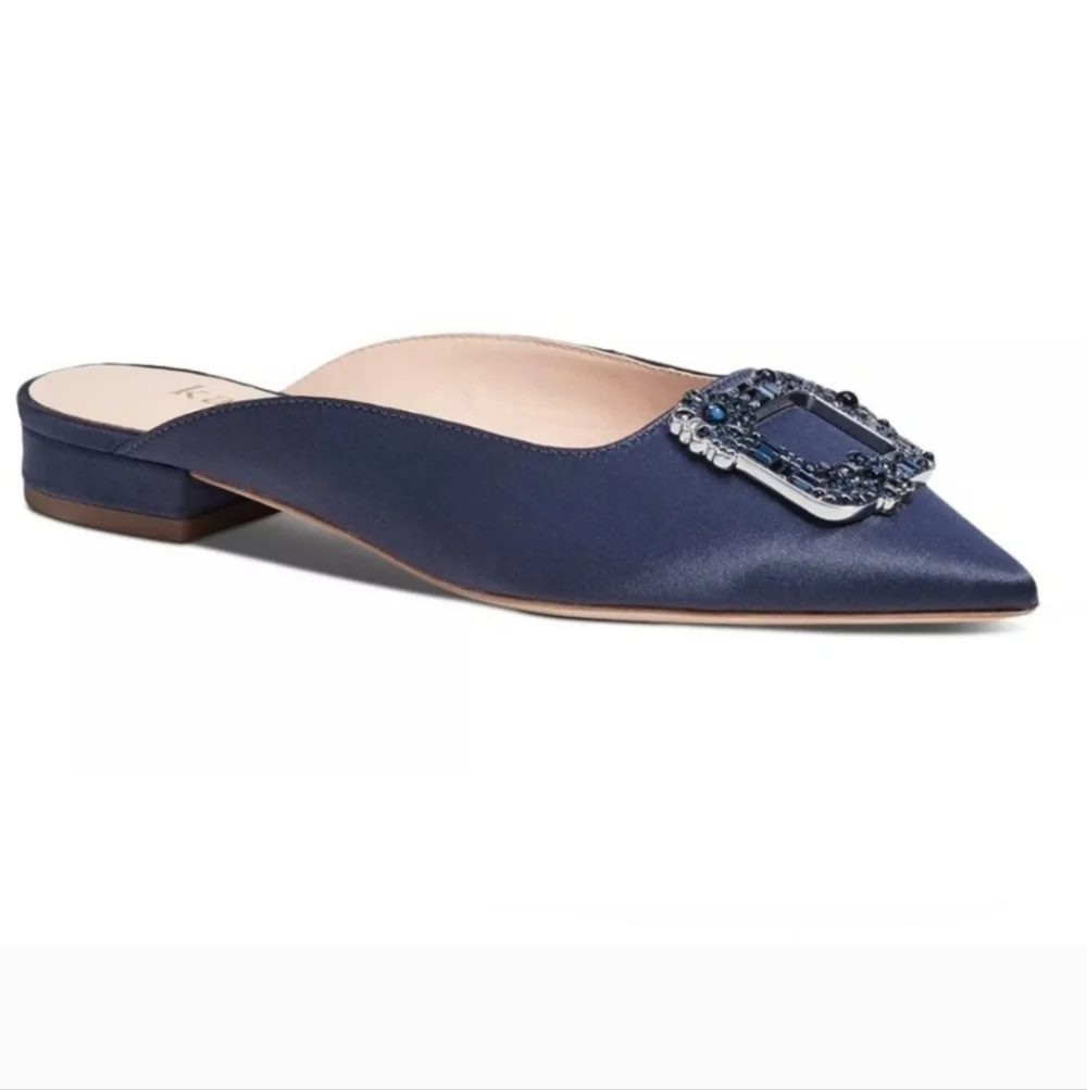 Kate spade flats blue buckle up